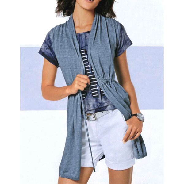 Kardigan z cienkiej dzianiny, niebieski denim