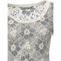 Designer-Spitzenshirt, grau-offwhite