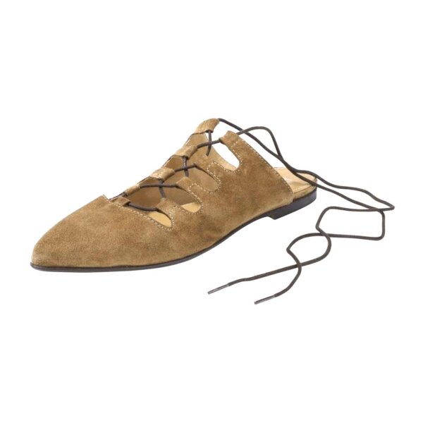 Buty ze skóry welurowej, koniakowe