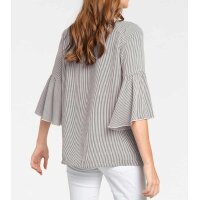 Blouse with flounces, grey-ecru