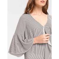 Blouse with flounces, grey-ecru