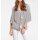 Blouse with flounces, grey-ecru