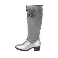Lederstiefel, grau-silberfarben