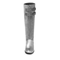 Lederstiefel, grau-silberfarben