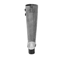 Lederstiefel, grau-silberfarben