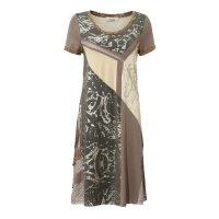Designer-Patchkleid, taupe-bunt