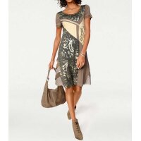 Designer-Patchkleid, taupe-bunt