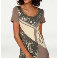 Designer-Patchkleid, taupe-bunt