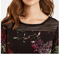 Volant-Druckkleid, braun-rot-bunt