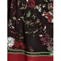Volant-Druckkleid, braun-rot-bunt