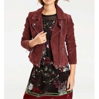 Volant-Druckkleid, braun-rot-bunt