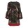 Volant-Druckkleid, braun-rot-bunt