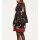 Volant-Druckkleid, braun-rot-bunt