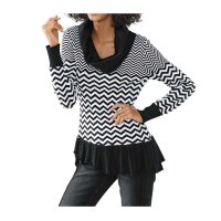 Designer-Rollkragenpullover, schwarz-weiß