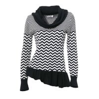 Turtleneck sweatshirt, black-white