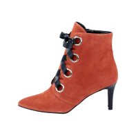 Buty ze skóry welurowej, koralowe