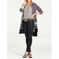 Long cardigan with hood, fuchsia-multicolour