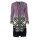 Long cardigan with hood, fuchsia-multicolour
