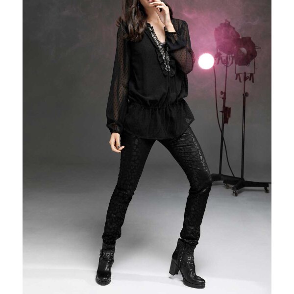 Designer-Chiffonbluse, schwarz