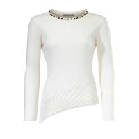 Designer-Pullover m. Strass, offwhite