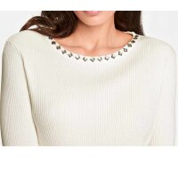Designer-Pullover m. Strass, offwhite