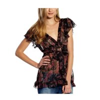 Label chiffon blouse, black-red