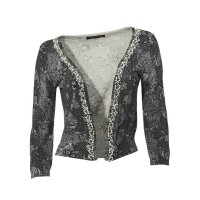 Designer-Druckstrickjacke m. Perlen, grau