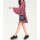 Designer-Volant-Druckkleid, rot-bunt