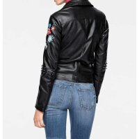 Biker jacket with embroidery, black-multicolour