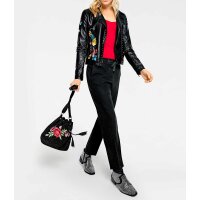 Biker jacket with embroidery, black-multicolour