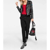 Biker jacket with embroidery, black-multicolour