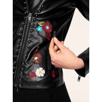 Biker jacket with embroidery, black-multicolour