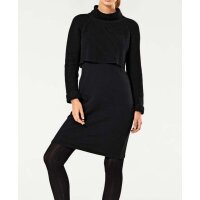 Two in one knit dress, black