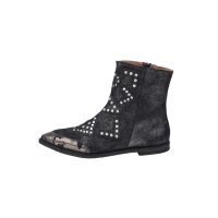 Marken-Velourslederstiefelette, schwarz-metallic