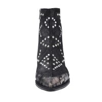 Marken-Velourslederstiefelette, schwarz-metallic