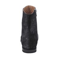 Marken-Velourslederstiefelette, schwarz-metallic