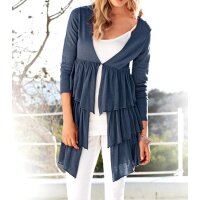 Volant-Strickjacke, blau
