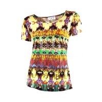 Designer-Druckshirt m. Strass, bunt