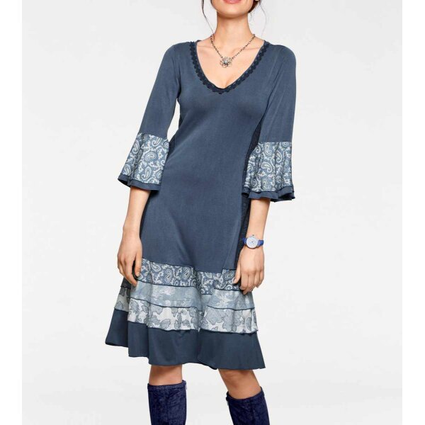 Patch dress with flounces, blue