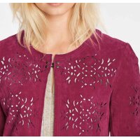 Velours coat with cut-outs, red