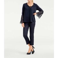 Designer-Spitzenbluse, nachtblau