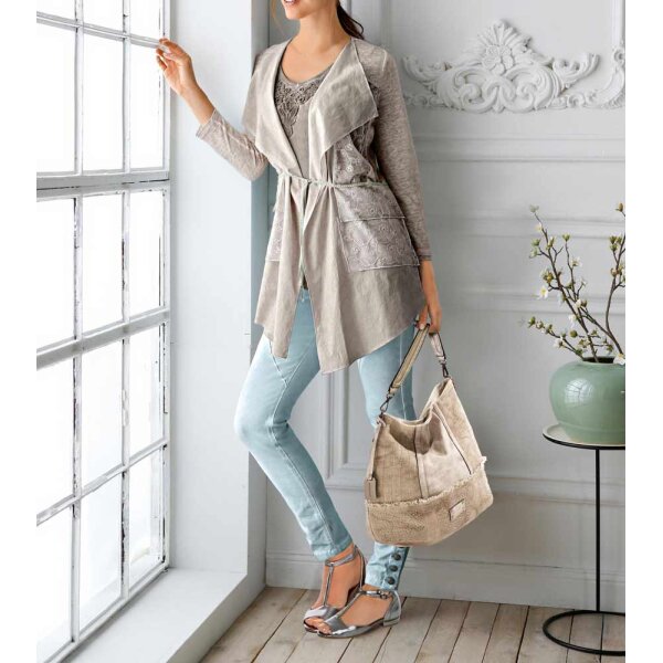 Designer two-piece shirt, stone