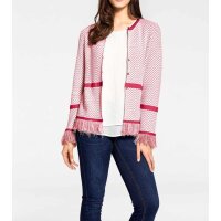 Designer-Strickjacke m. Fransen, rot-weiß