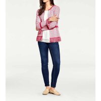Designer-Strickjacke m. Fransen, rot-weiß