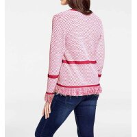 Designer-Strickjacke m. Fransen, rot-weiß