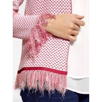 Designer-Strickjacke m. Fransen, rot-weiß