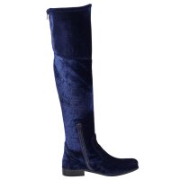Samt-Overkneestiefel, nachtblau
