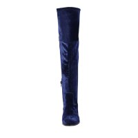 Samt-Overkneestiefel, nachtblau