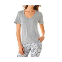 Designer-Shirt m. Chiffon, grau-offwhite