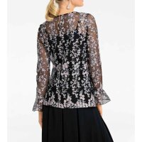 Embroidered blouse and top, black-multicolour